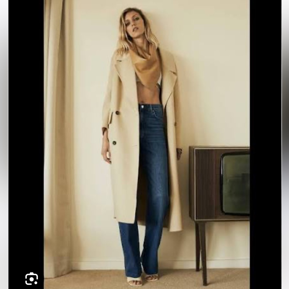 Zara butter colour Oversized Wool Blend Double-Breasted Coat